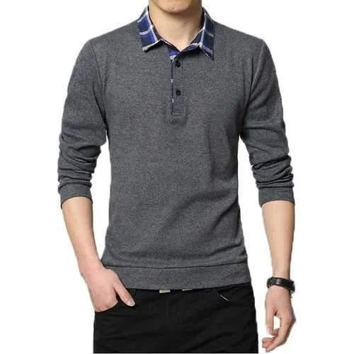 Mens Plaid Shirt Collar Golf Shirt