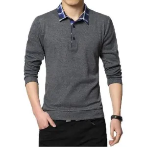 Mens Plaid Shirt Collar Golf Shirt