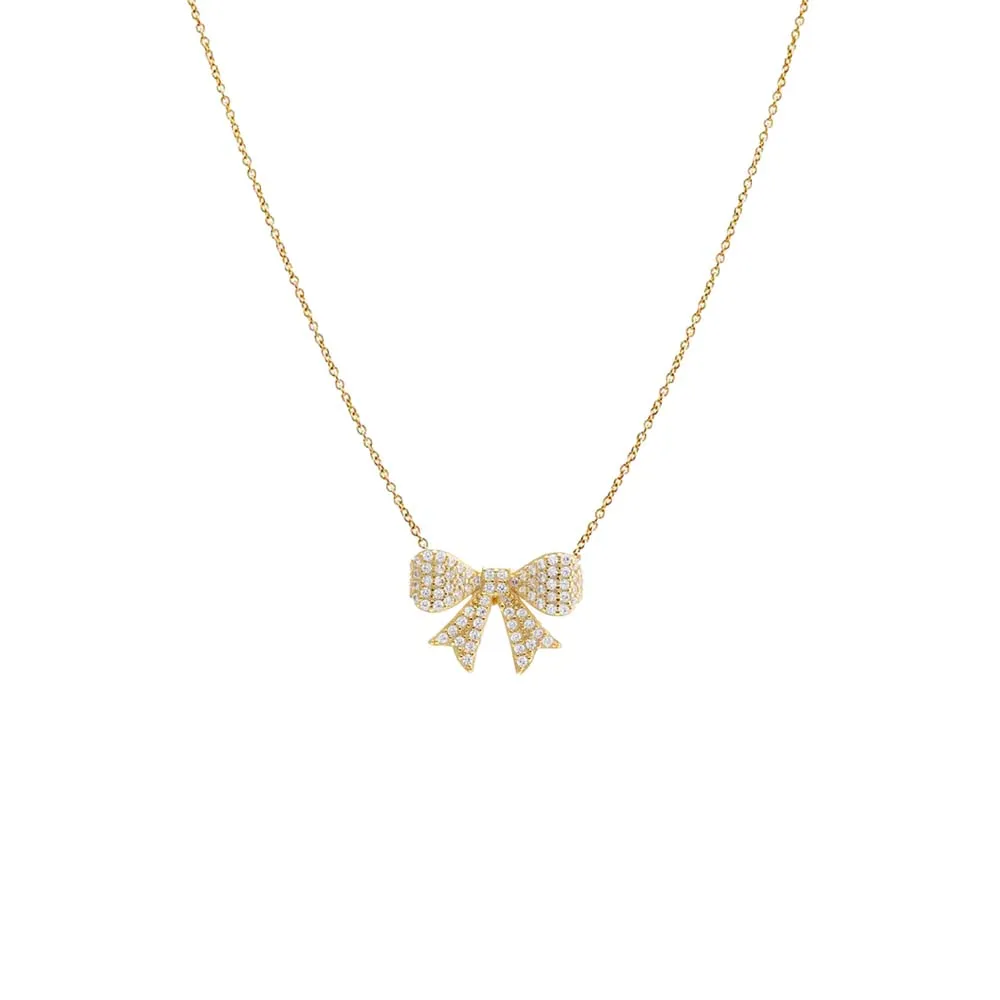 Mini Pave Bow Tie Necklace