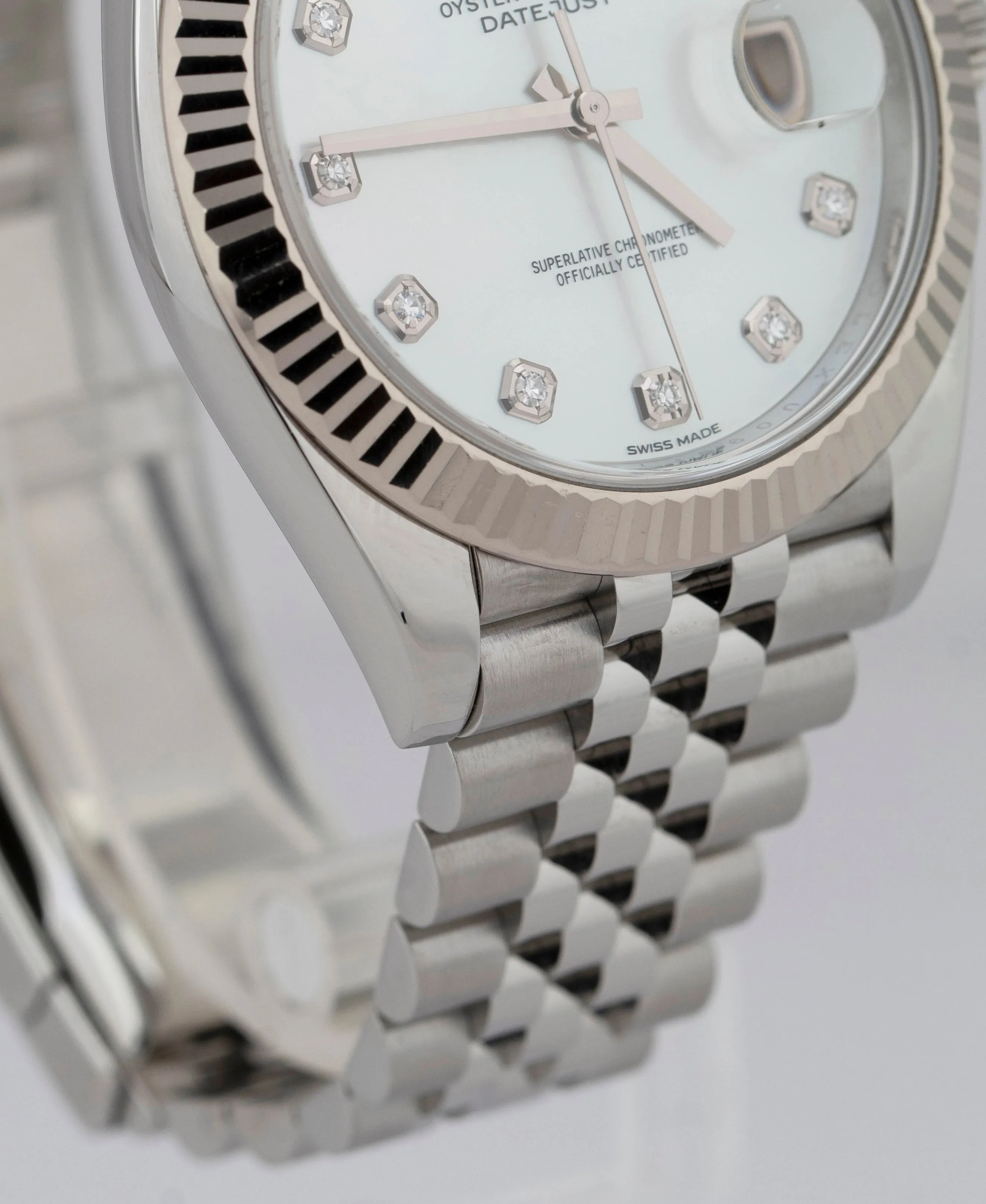 MINT Rolex DateJust 41mm MOP DIAMOND JUBILEE Stainless Gold Watch 126334 B P