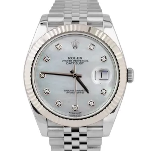 MINT Rolex DateJust 41mm MOP DIAMOND JUBILEE Stainless Gold Watch 126334 B P