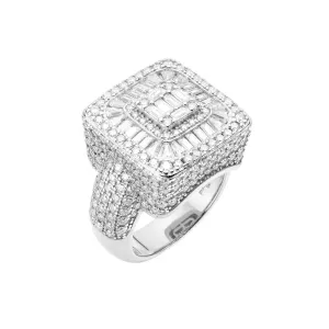 Moissanite Diamond Baguette Ring Mens 925 Silver Custom
