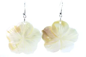 Mother of Pearl Carved Flower Earrings