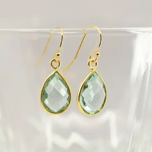 Natural Aquamarine Teardrop Earrings | Gold Filled Dangle | March Birthstone Jewelry