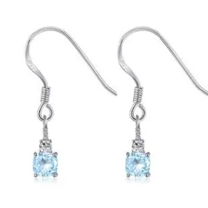 Natural Blue Topaz Earrings