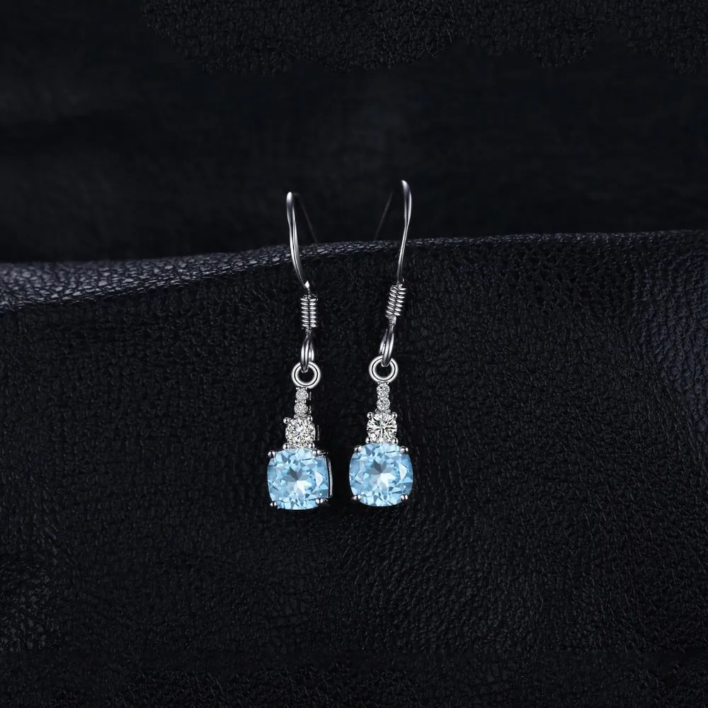 Natural Blue Topaz Earrings