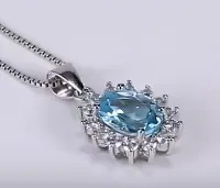Natural Topaz and Simulated Diamond Necklace