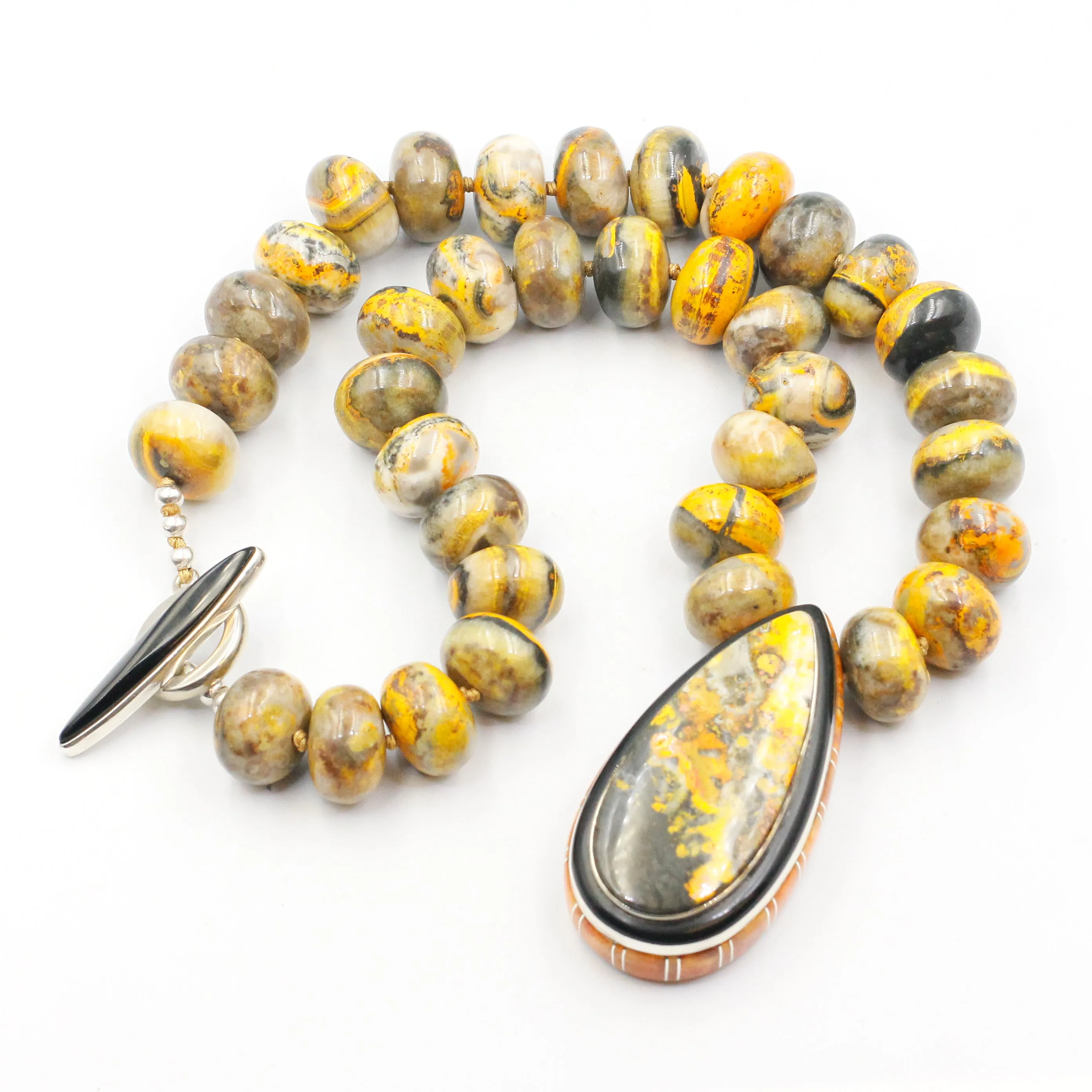 (neck007) Bumble Bee Jasper Necklace