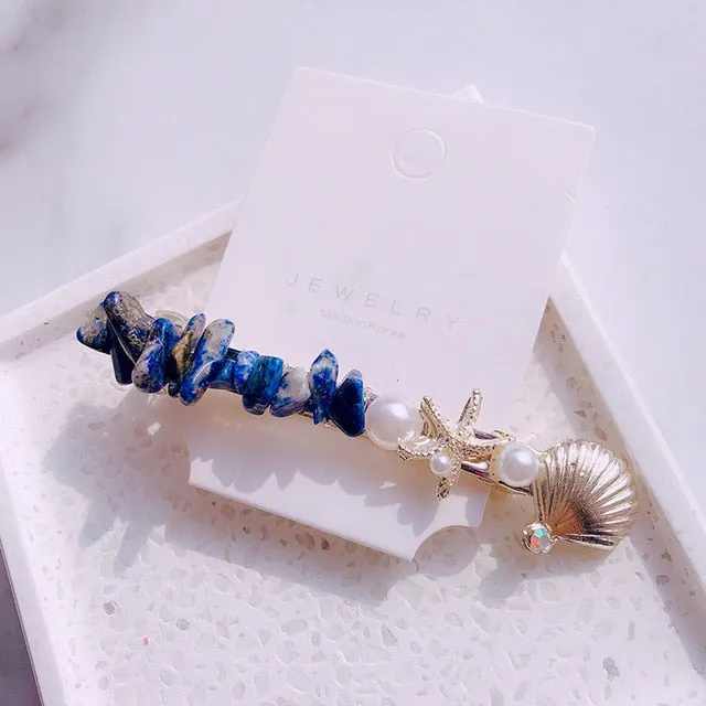 New Fashion Imitation Pearl Barrettes Grip Shell Hairpin
