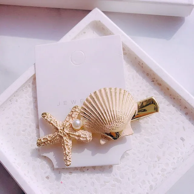 New Fashion Imitation Pearl Barrettes Grip Shell Hairpin