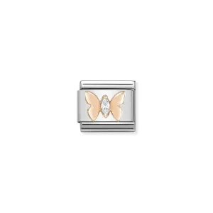Nomination Composable Link Butterfly, Cubic Zirconia, 9K Rose Gold