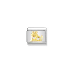 Nomination Composable Link Cat, Cubic Zirconia, 18K Gold