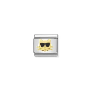 Nomination Composable Link Cat With Sunglasses, 18K Gold & Enamel