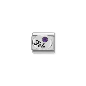 Nomination Composable Link February, Amethyst Stone, Silver