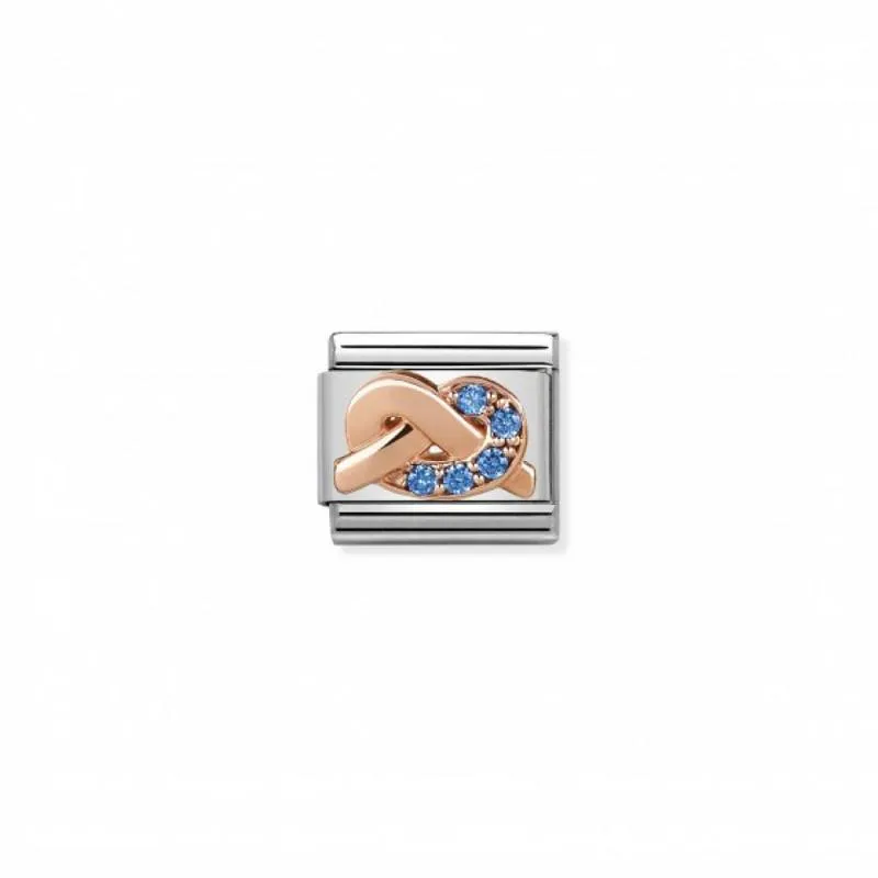 Nomination Composable Link Knot Love, Blue Cubic Zirconia, 9K Rose Gold