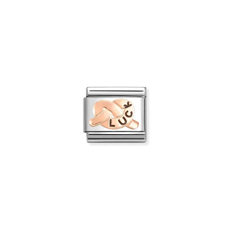 Nomination Composable Link Luck Promises Knot, 9K Rose Gold & Enamel