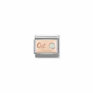 Nomination Composable Link October, White Opal Stone, 9K Rose Gold
