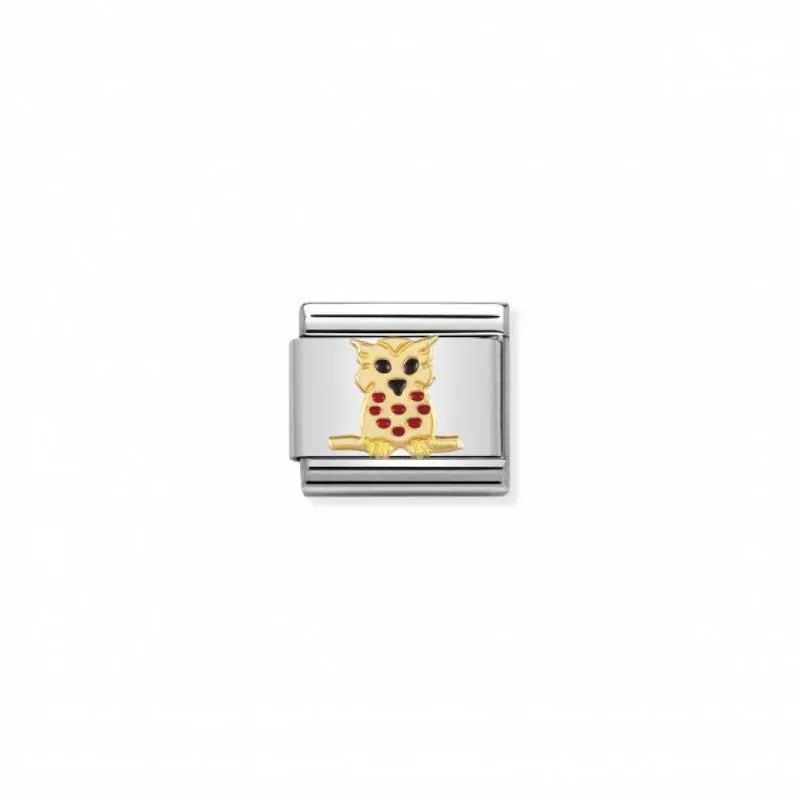 Nomination Composable Link Owl, 18K Gold & Enamel