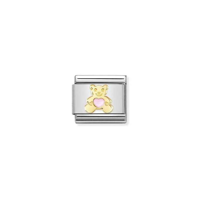 Nomination Composable Link Pink Bear, 18K Gold & Enamel