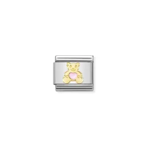 Nomination Composable Link Pink Bear, 18K Gold & Enamel