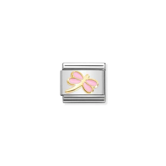 Nomination Composable Link Pink Dragonfly, 18K Gold & Enamel