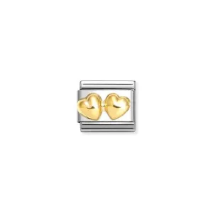 Nomination Composable Link Raised Double Heart, 18K Gold