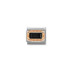 Nomination Composable Link Rope, Black Agate Stone, 9K Rose Gold