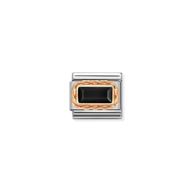 Nomination Composable Link Rope, Black Agate Stone, 9K Rose Gold