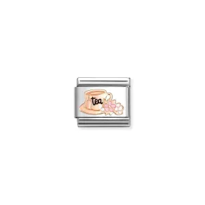 Nomination Composable Link Tea Cup, 9K Rose Gold & Enamel