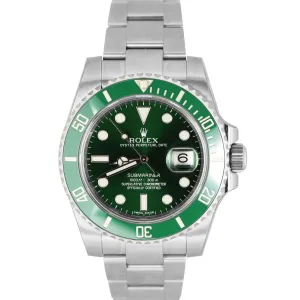 NOS Rolex Submariner Date HULK Stainless Green Oyster 40mm 116610 LV Watch B P