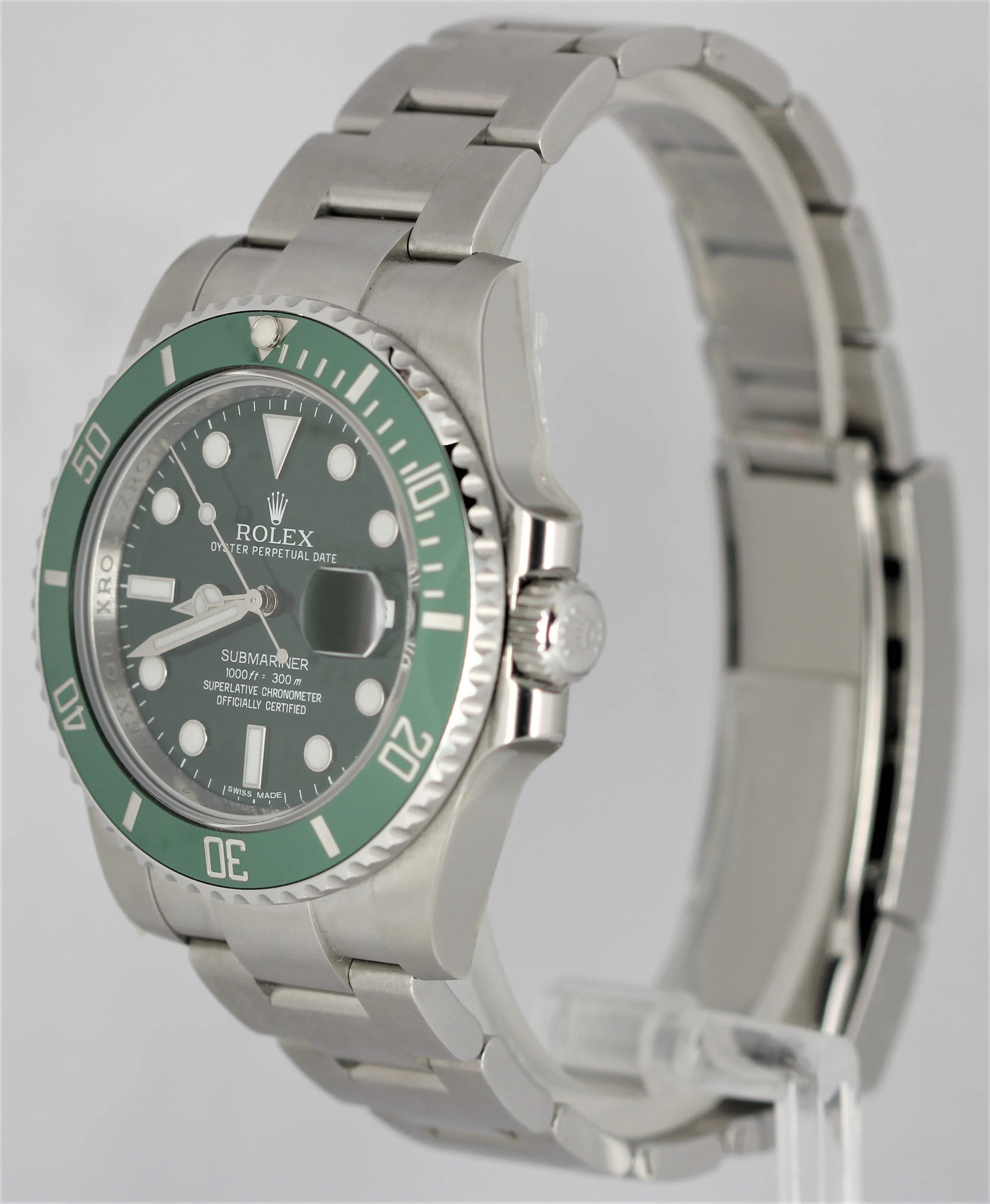 NOS Rolex Submariner Date HULK Stainless Green Oyster 40mm 116610 LV Watch B P