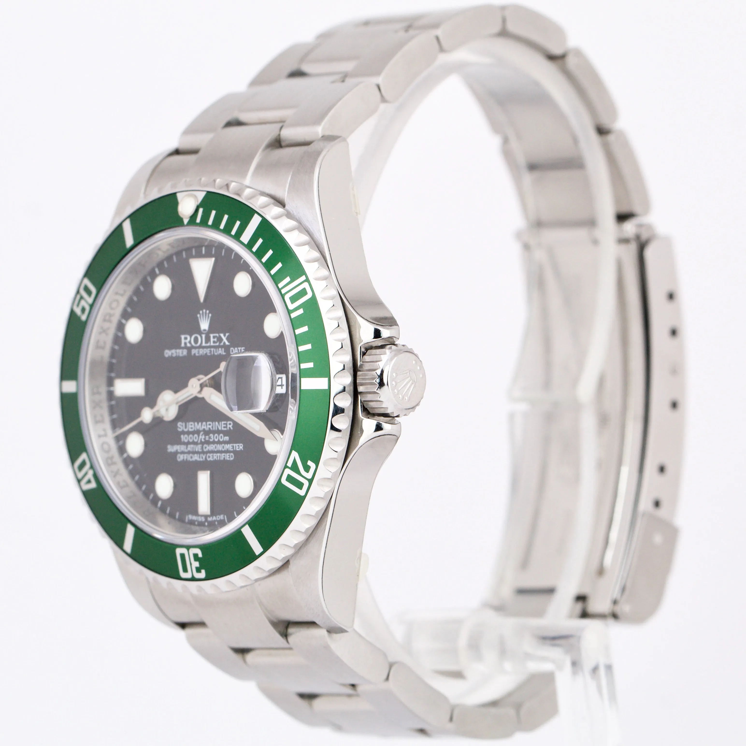 NOS STICKERED 2008 PAPERS Rolex Submariner Date KERMIT Green REHAUT 16610 LV B P