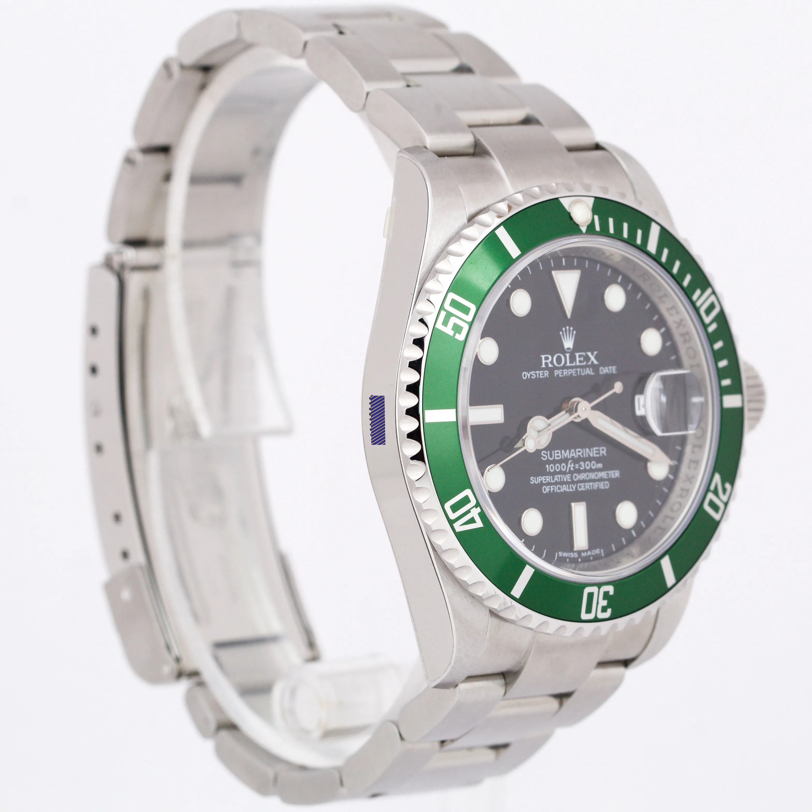 NOS STICKERED 2008 PAPERS Rolex Submariner Date KERMIT Green REHAUT 16610 LV B P