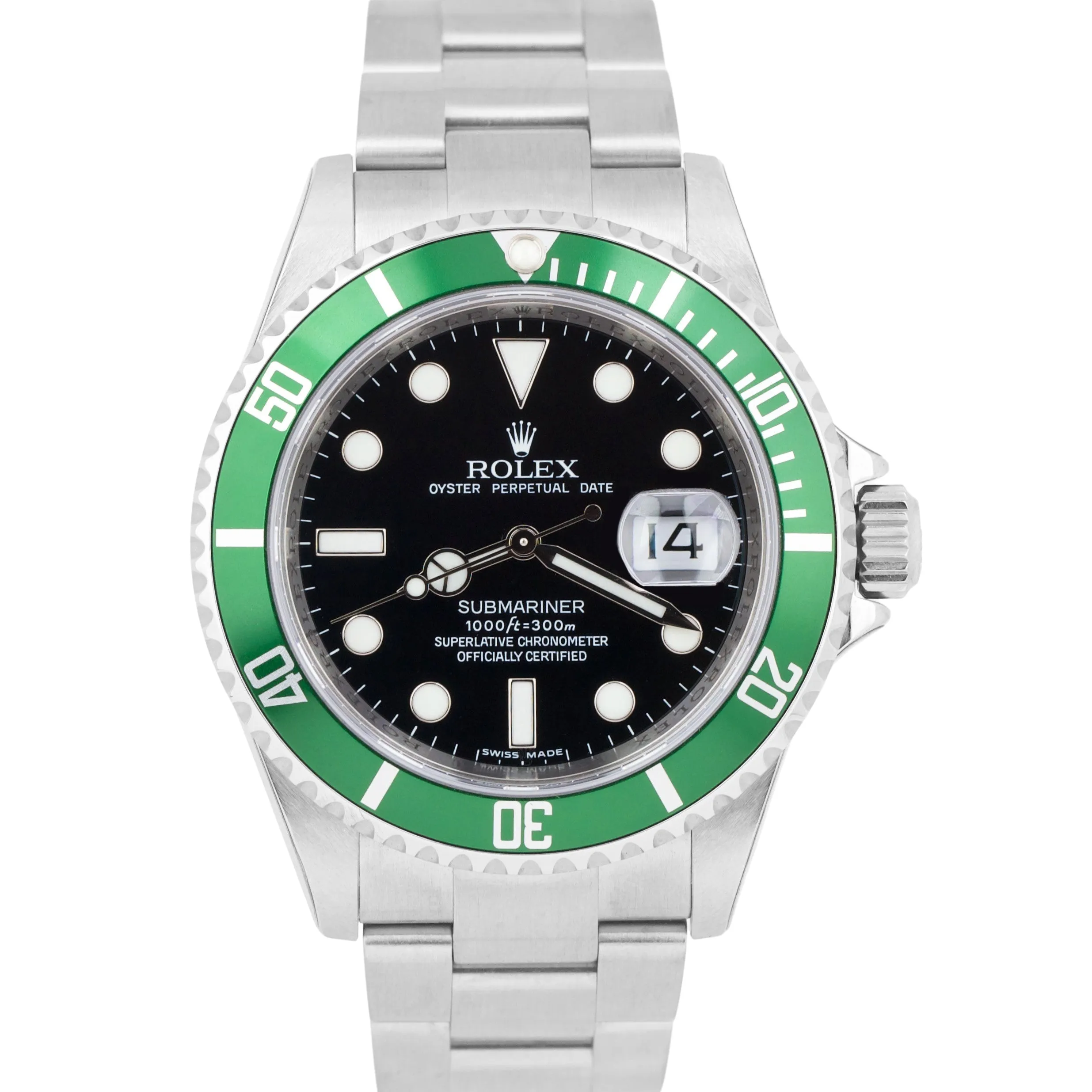 NOS STICKERED 2008 PAPERS Rolex Submariner Date KERMIT Green REHAUT 16610 LV B P