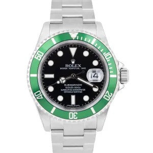 NOS STICKERED 2008 PAPERS Rolex Submariner Date KERMIT Green REHAUT 16610 LV B P