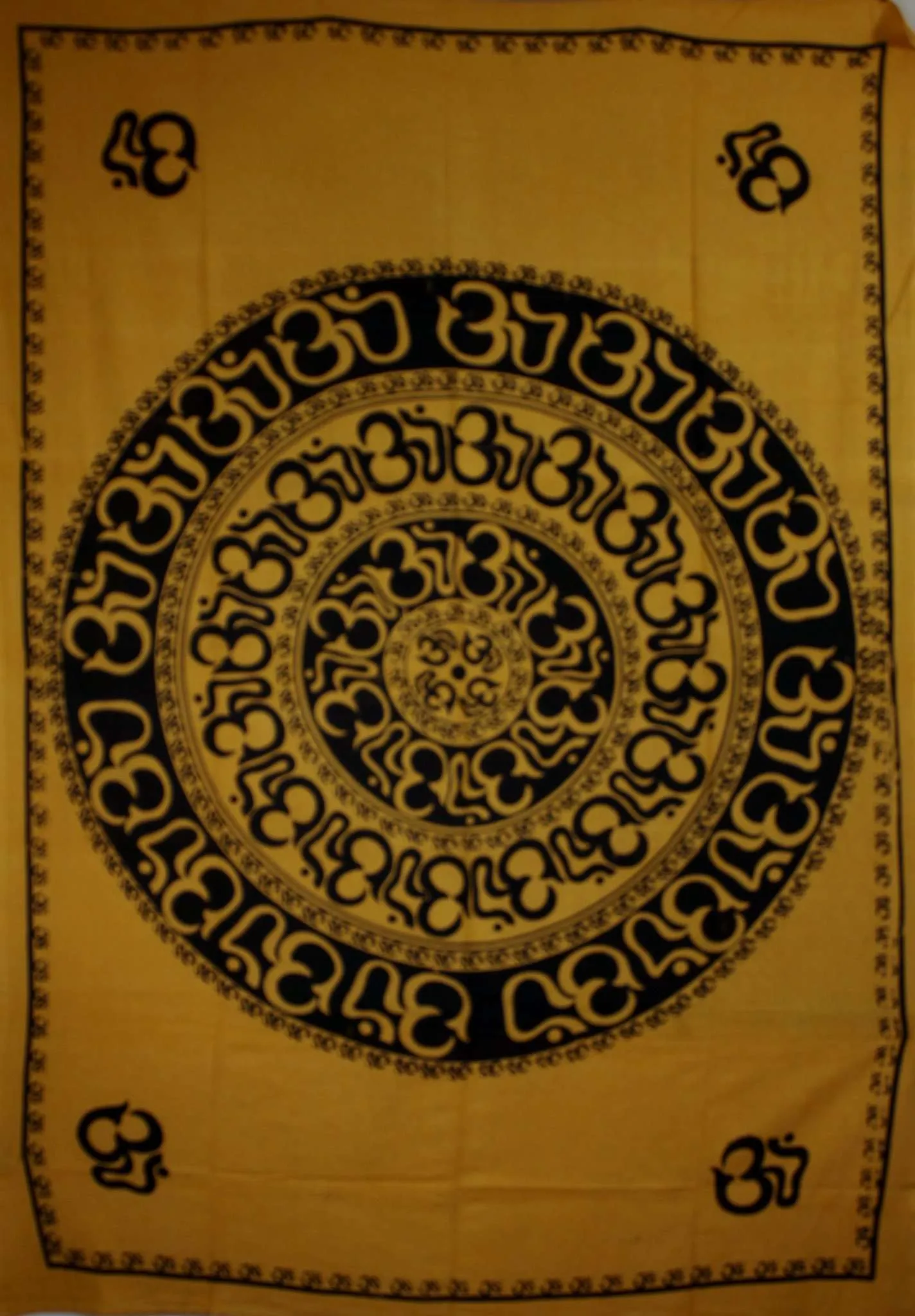 Orange Om Shanti Mandala Wall Hanging Tapestry