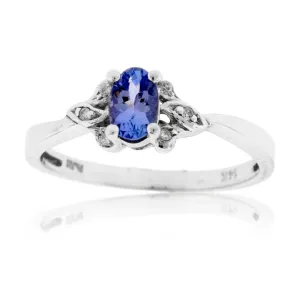 Oval Cut Tanzanite & Diamond Accented Ring