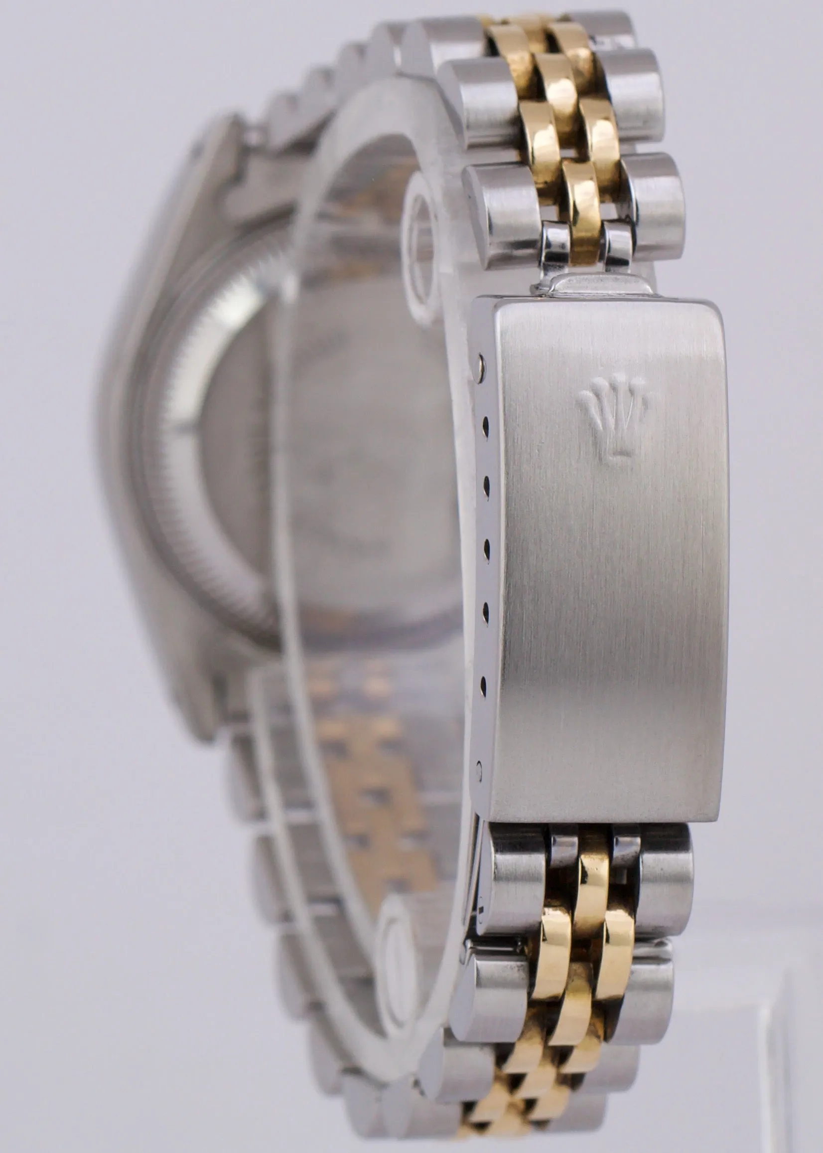 PAPERS Rolex DateJust 26mm BLACK TAPESTRY Jubilee 18K Two-Tone Fluted 69173 B P