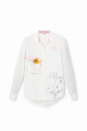 Patchwork message shirt women