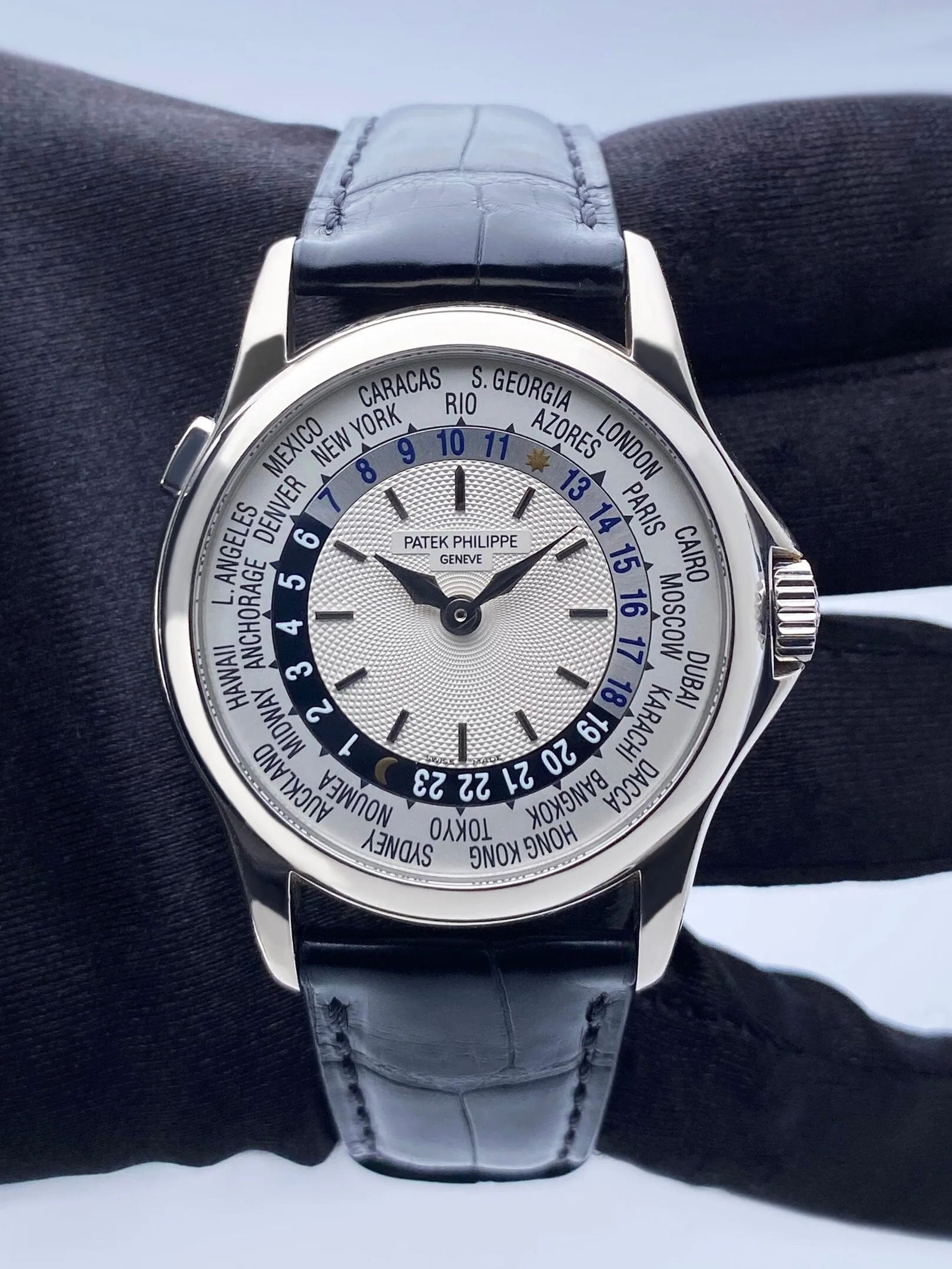 Patek Philippe World Time 5110G 18K White Gold Mens Watch With Archives