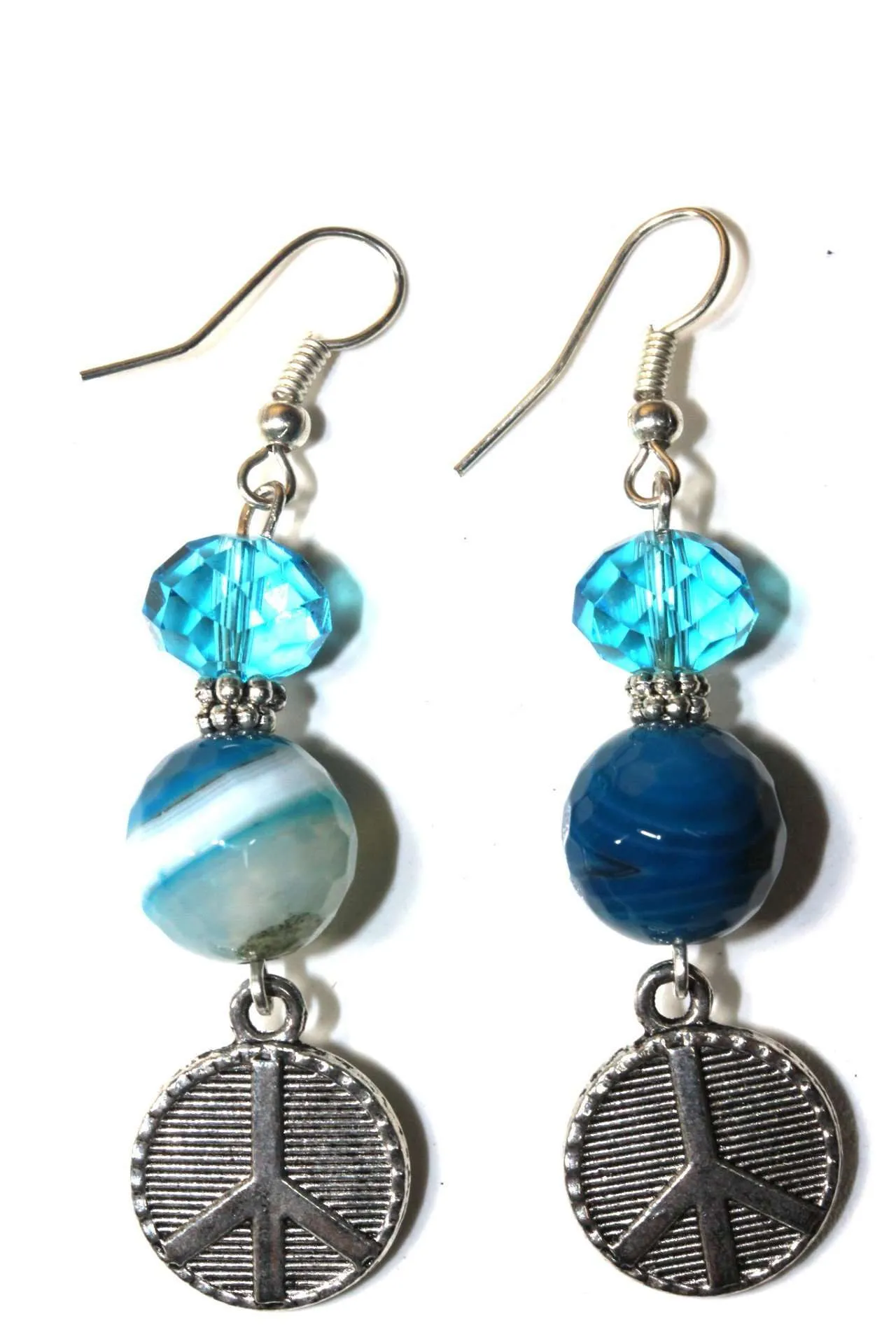 Peace Sign Stone Earrings