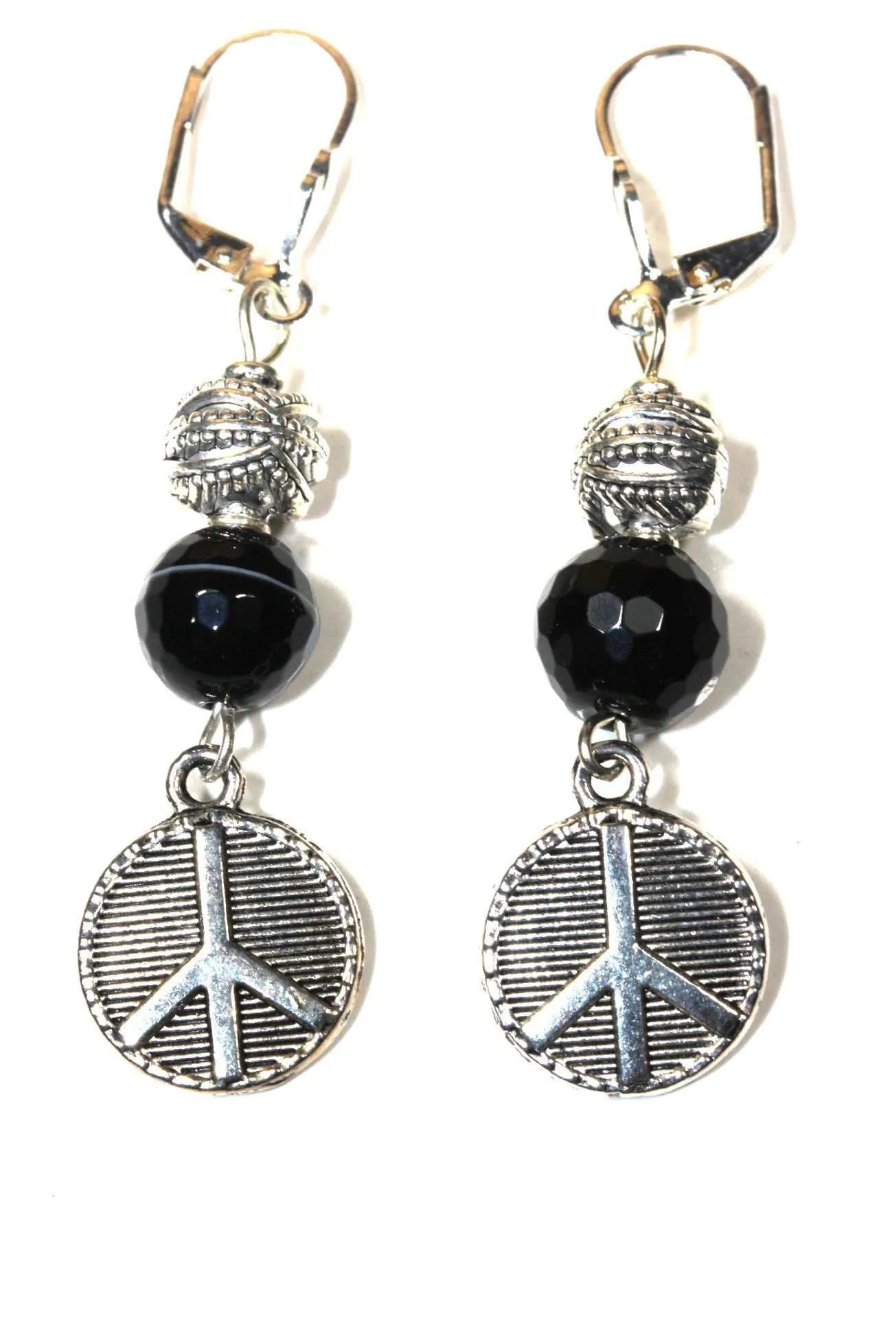 Peace Sign Stone Earrings