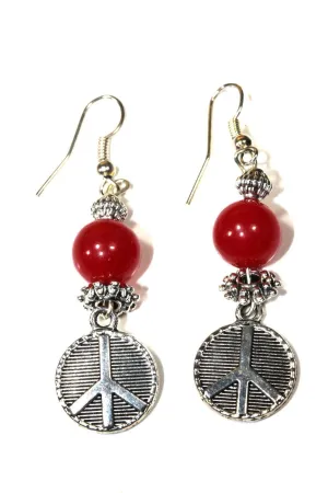 Peace Sign Stone Earrings
