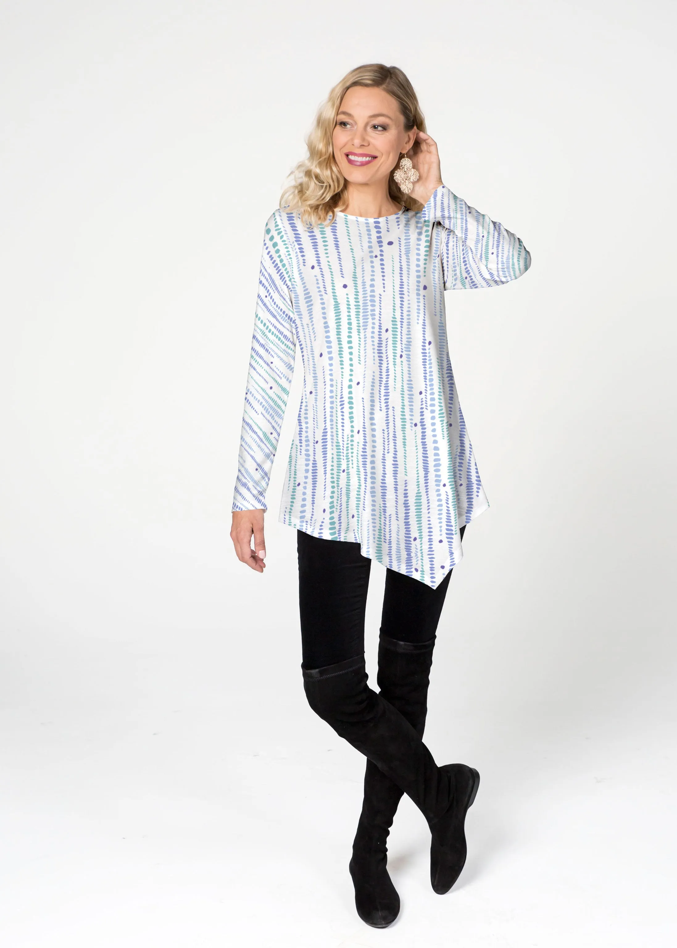Pebble Dots (7922) ~ Asymmetrical French Terry Tunic