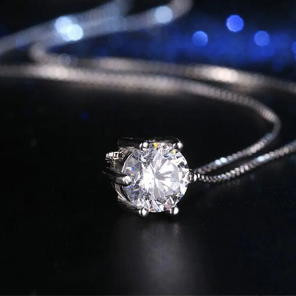 Princess Six Claw Gemstone 925 Sterling Silver Necklace AAA CZ Mosaic Zircon Choker