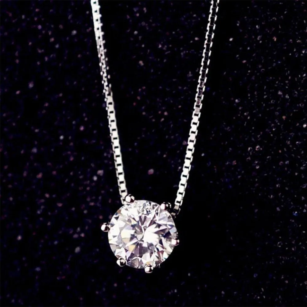 Princess Six Claw Gemstone 925 Sterling Silver Necklace AAA CZ Mosaic Zircon Choker