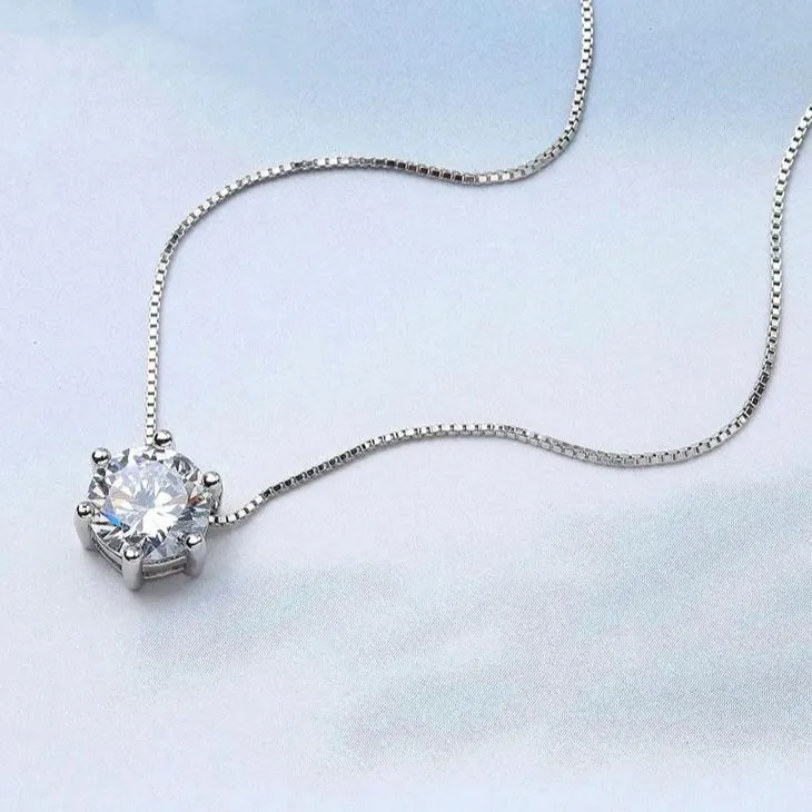 Princess Six Claw Gemstone 925 Sterling Silver Necklace AAA CZ Mosaic Zircon Choker