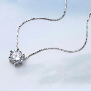 Princess Six Claw Gemstone 925 Sterling Silver Necklace AAA CZ Mosaic Zircon Choker