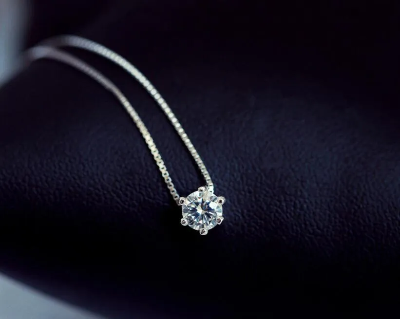 Princess Six Claw Gemstone 925 Sterling Silver Necklace AAA CZ Mosaic Zircon Choker