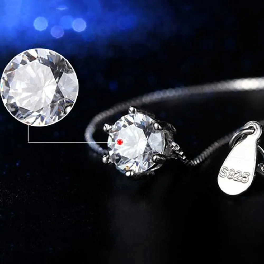 Princess Six Claw Gemstone 925 Sterling Silver Necklace AAA CZ Mosaic Zircon Choker
